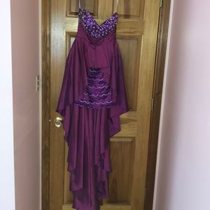 Purple High low prom dress